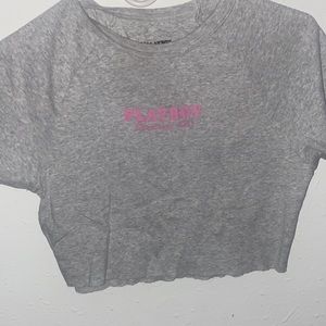 Grey playboy cropped tee